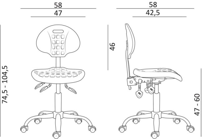 Antistatická ESD židle Antares 1291 PU ASYN C PLUS - Varianta: PU černý sedák a opěrák