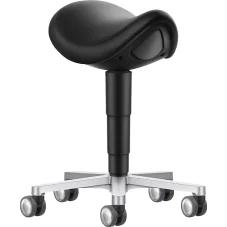 ESD saddle stool with black upholstery and casters