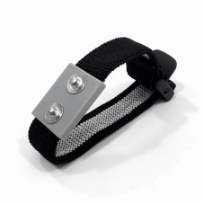 DCF01 ESD wrist strap – black textile band with dual 4 mm DK connectors
