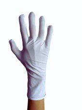 Bílé ESD rukavice GL91 z elastanu a nylonu pro jemnou manipulaci