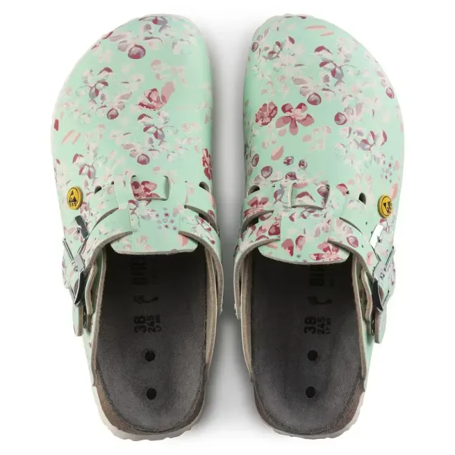 Dvoupáskové ESD nazouváky BIRKENSTOCK KAY s květinovým vzorem, anatomický design, pohodlná stélka, disipativní podrážka
