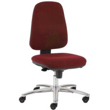 Antistatic work chair with a high backrest, ergonomic design, and polished aluminum base