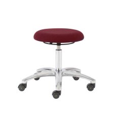 Red ESD work stool Roller with ESD5 upholstery and polished aluminum base