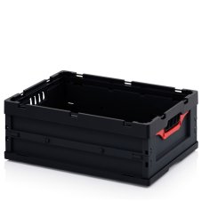 Černý ESD box skládací z vodivého polypropylenu – objem 46 litrů